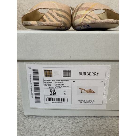 Burberry Check Mews Low Mules Pink - Picture 7 of 7